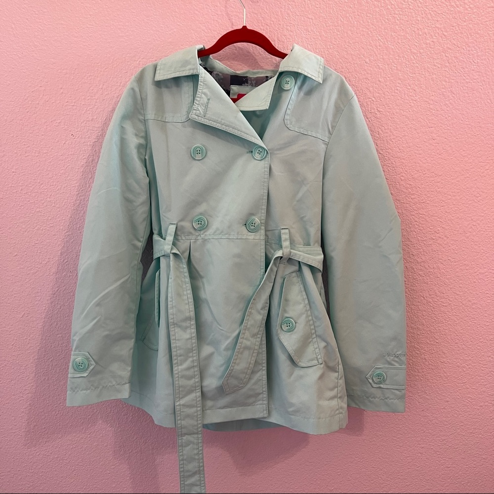 London Fog girls icy blue trench coat size medium (10-12)